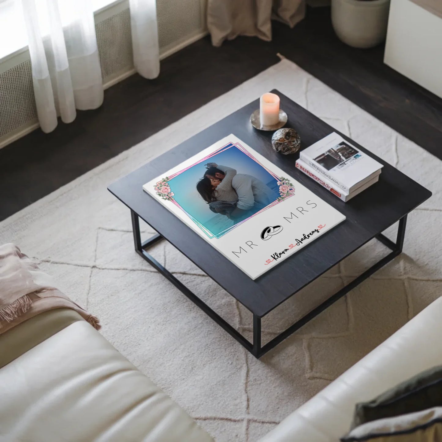 Fotoboard Mr & Mrs Paare 9 Foto & Namen personalisiert mit 1 Foto & Wunschtext