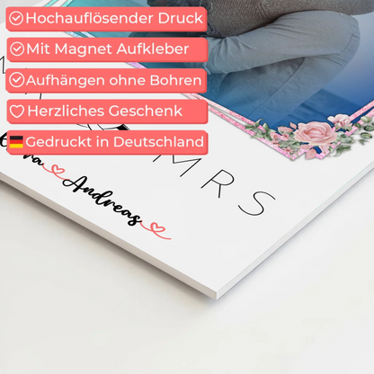 Fotoboard Mr & Mrs Paare 9 Foto & Namen personalisiert mit 1 Foto & Wunschtext