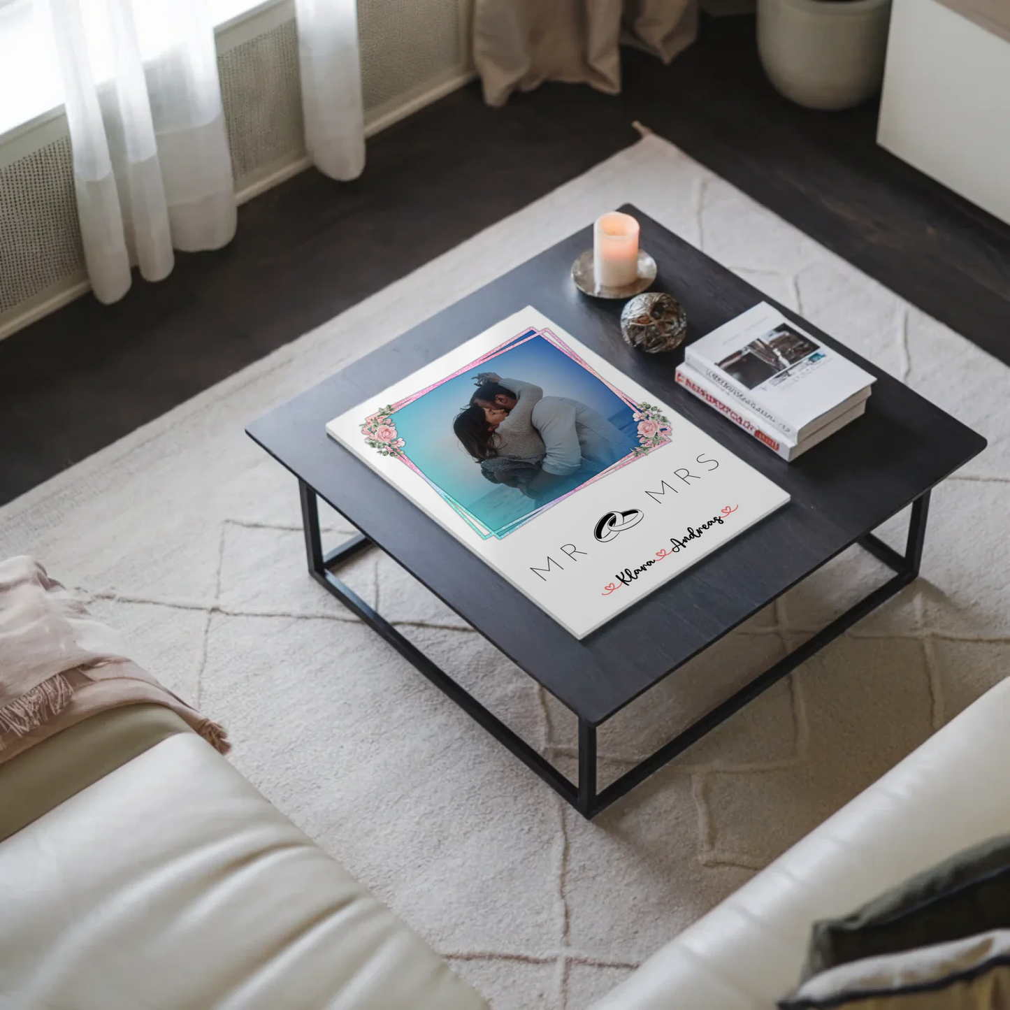 Fotoboard Mr & Mrs Paare 9 Foto & Namen personalisiert mit 1 Foto & Wunschtext