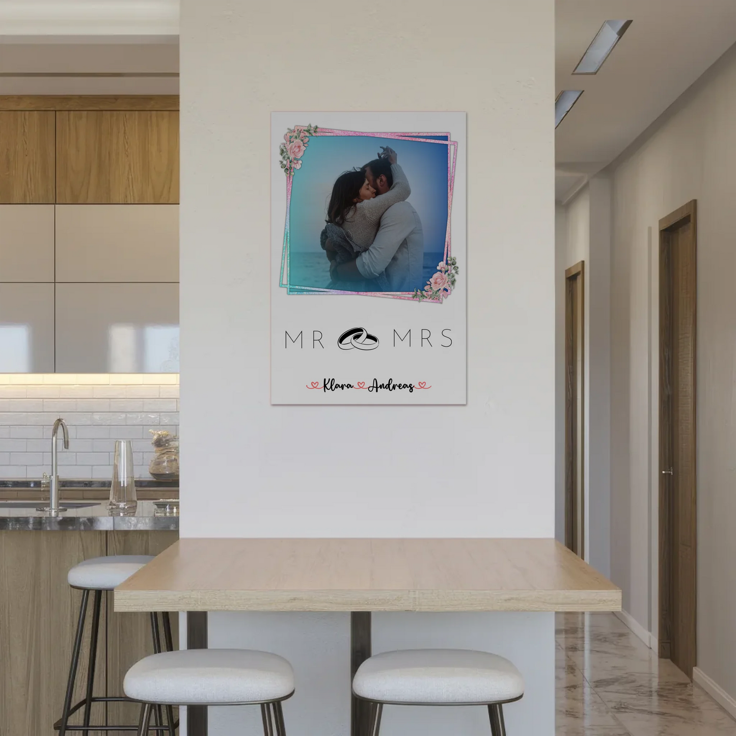 Fotoboard Mr & Mrs Paare 9 Foto & Namen personalisiert mit 1 Foto & Wunschtext