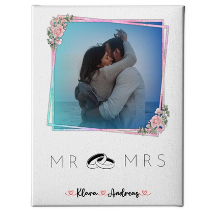 Personalisierte Leinwand Hochzeit Mr & Mrs Paare 9 Foto & Namen 1 Foto Wunschtext