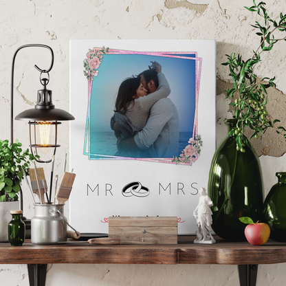 Personalisierte Leinwand Hochzeit Mr & Mrs Paare 9 Foto & Namen 1 Foto Wunschtext