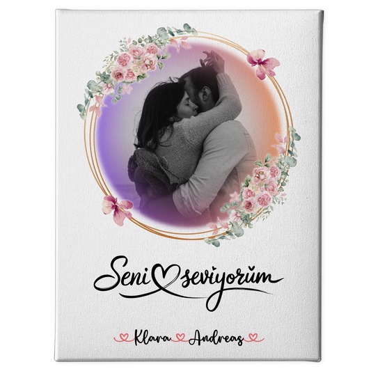 Leinwand Für Paare mit Namen & Foto, Black & White Design Seni Seviyorum