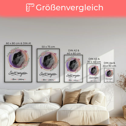 Liebes Poster Seni Seviyorum für Paare mit Namen & Foto Black & White
