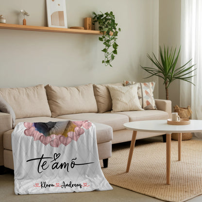 Personalisierte Decke Mit Namen Foto & Namen Paare Black & White t amo