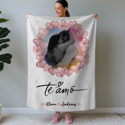 Personalisierte Decke Mit Namen Foto & Namen Paare Black & White t amo