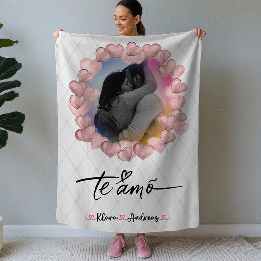 Personalisierte Decke Mit Namen Foto & Namen Paare Black & White t amo