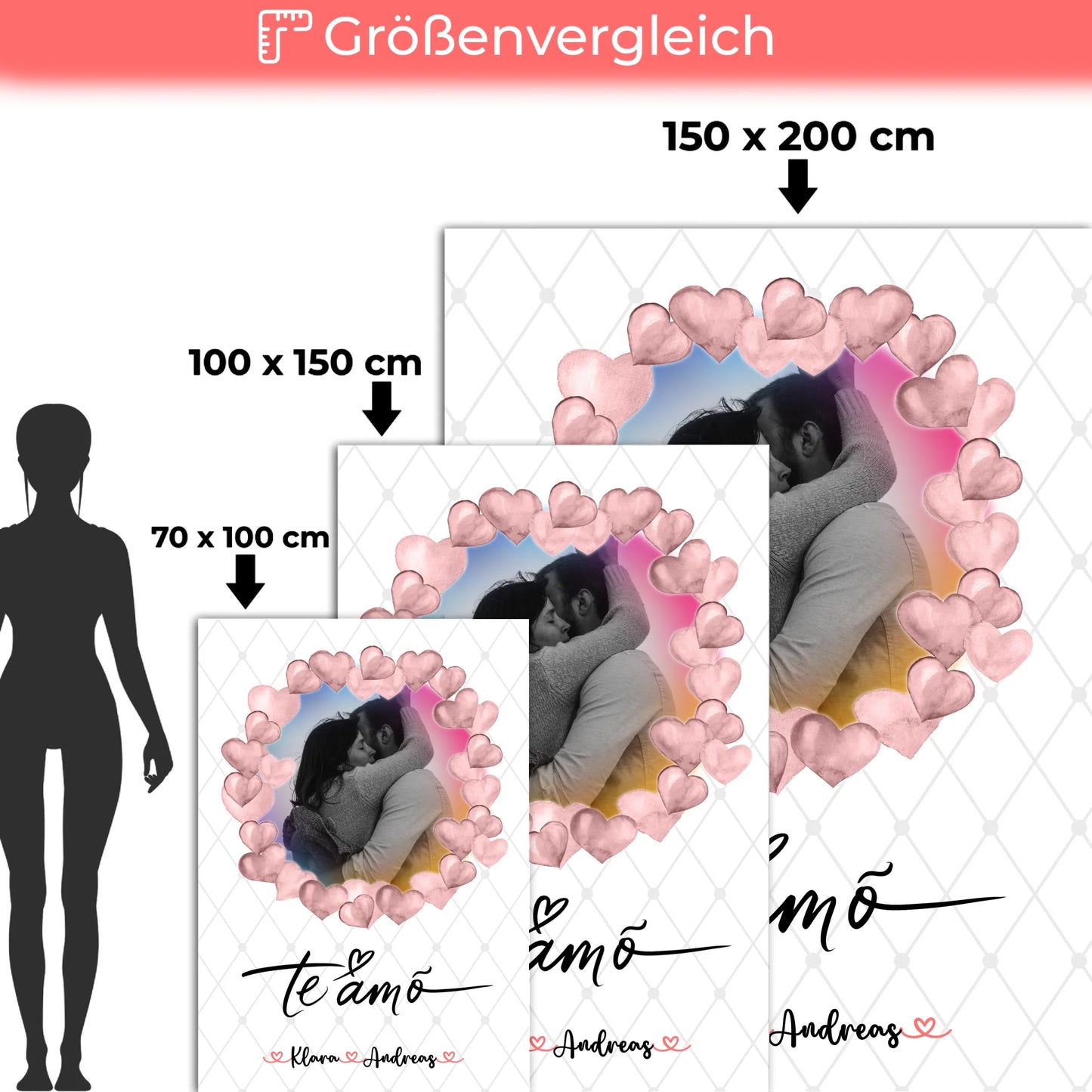 Personalisierte Decke Mit Namen Foto & Namen Paare Black & White t amo