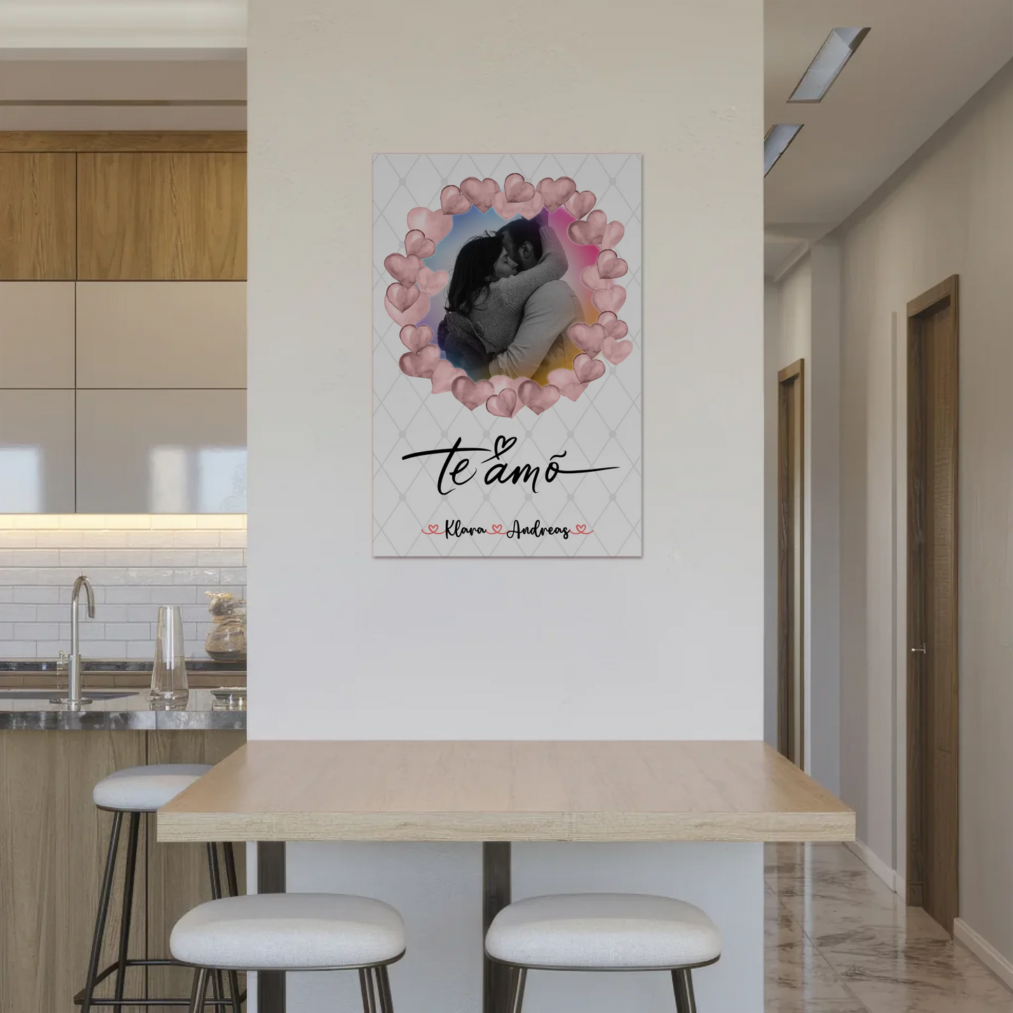 Magnetisches Fotoboard Wandbild Paare Foto & Namen 1 Foto Spruch t amo