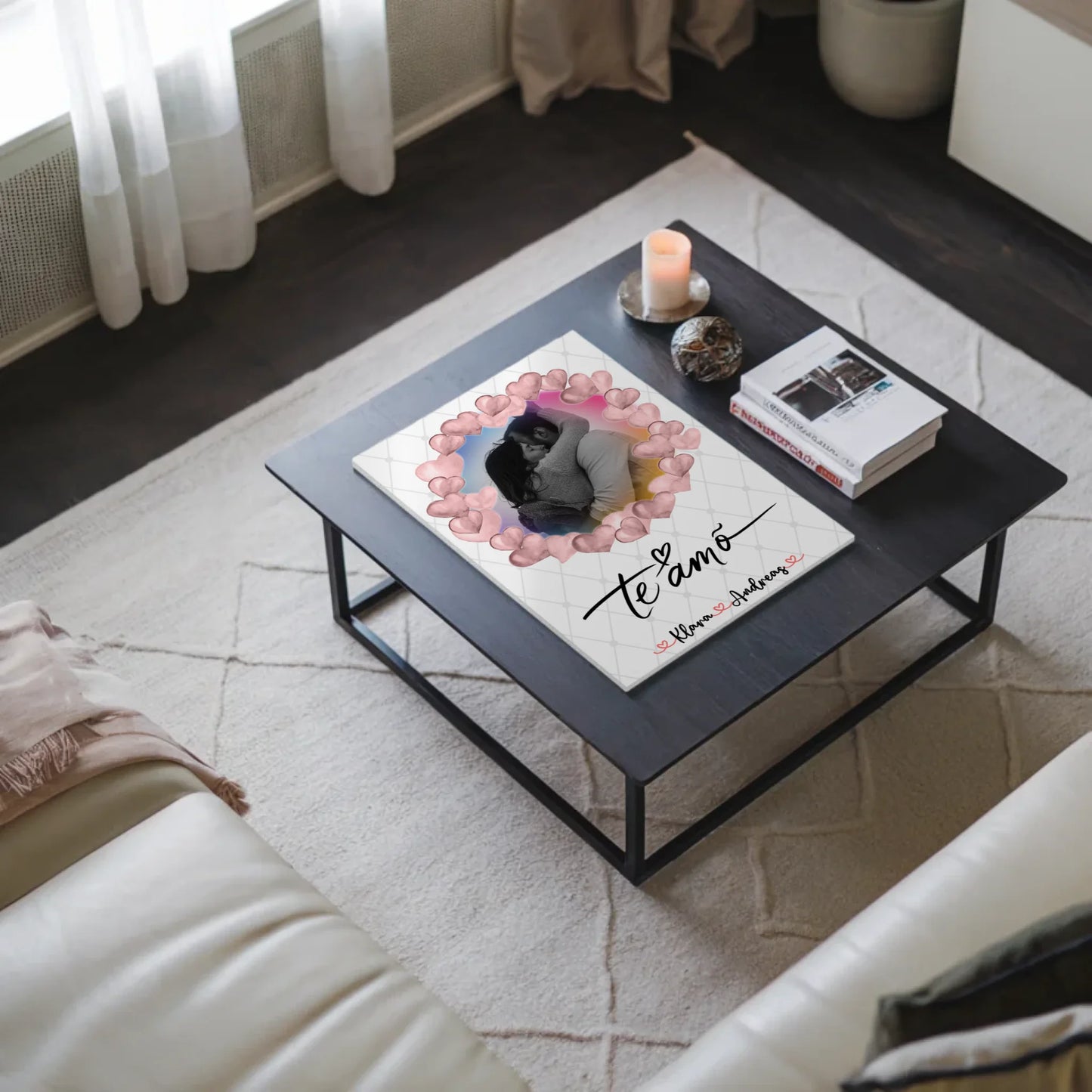 Magnetisches Fotoboard Wandbild Paare Foto & Namen 1 Foto Spruch t amo