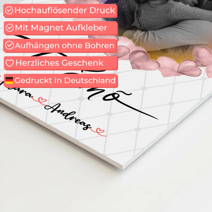 Magnetisches Fotoboard Wandbild Paare Foto & Namen 1 Foto Spruch t amo