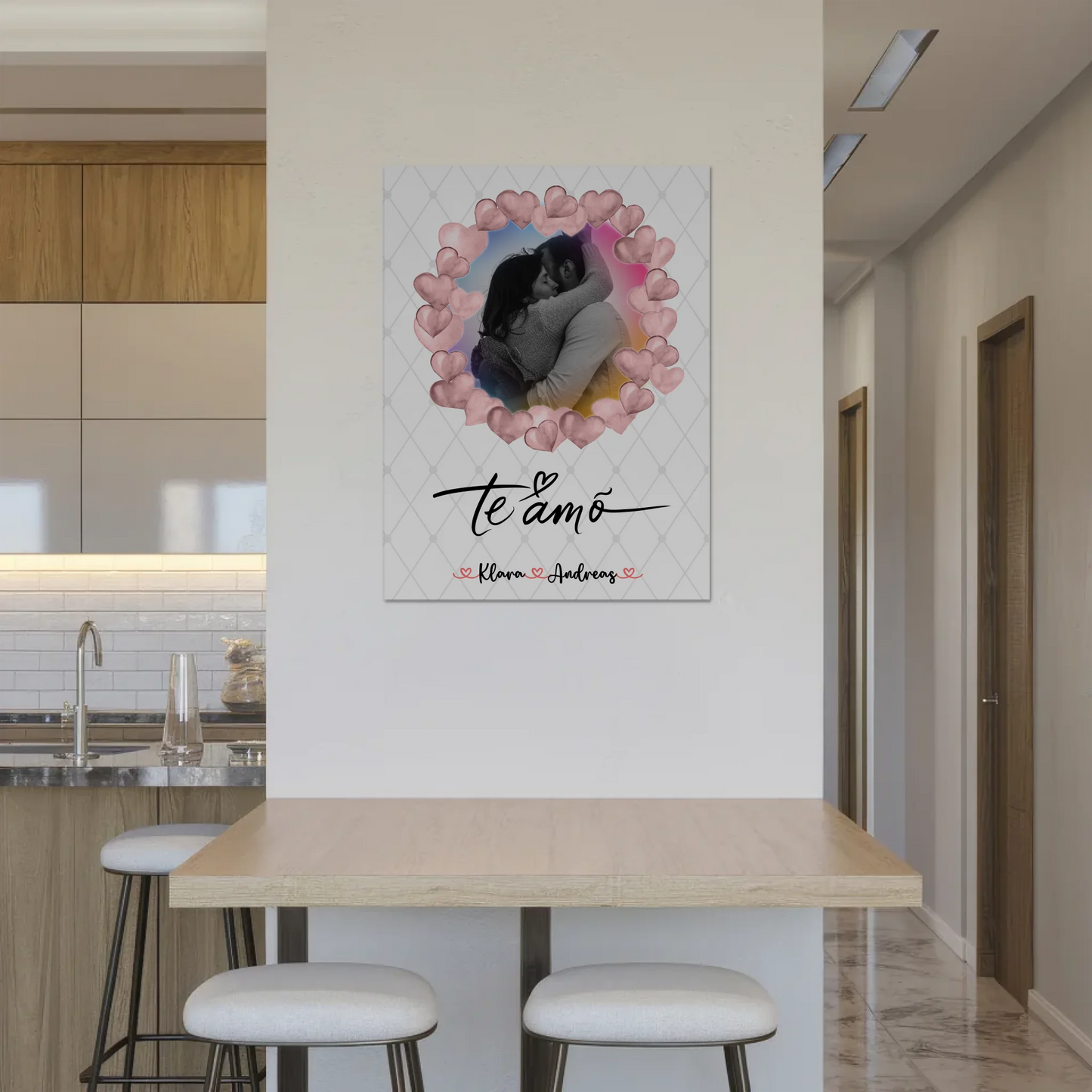 Magnetisches Fotoboard Wandbild Paare Foto & Namen 1 Foto Spruch t amo