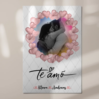 Magnetisches Fotoboard Wandbild Paare Foto & Namen 1 Foto Spruch t amo