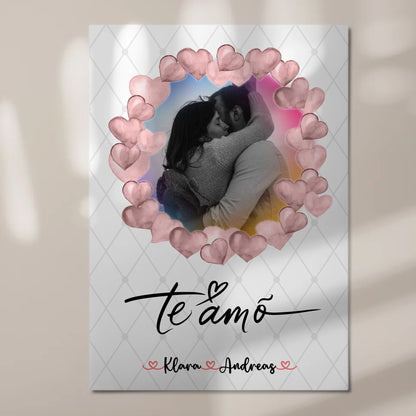 Magnetisches Fotoboard Wandbild Paare Foto & Namen 1 Foto Spruch t amo