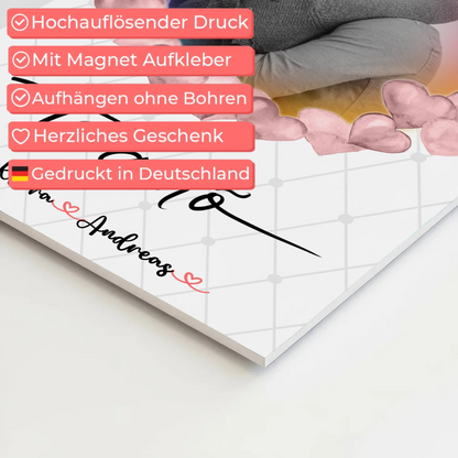 Magnetisches Fotoboard Wandbild Paare Foto & Namen 1 Foto Spruch t amo