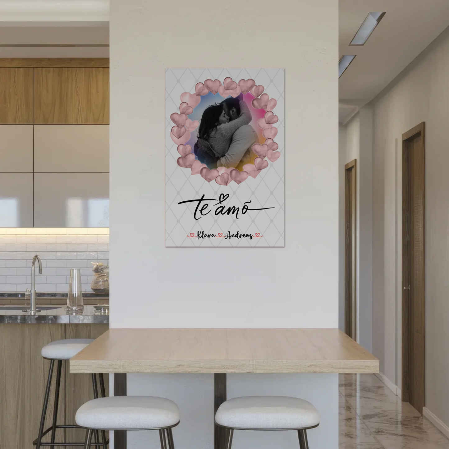 Magnetisches Fotoboard Wandbild Paare Foto & Namen 1 Foto Spruch t amo