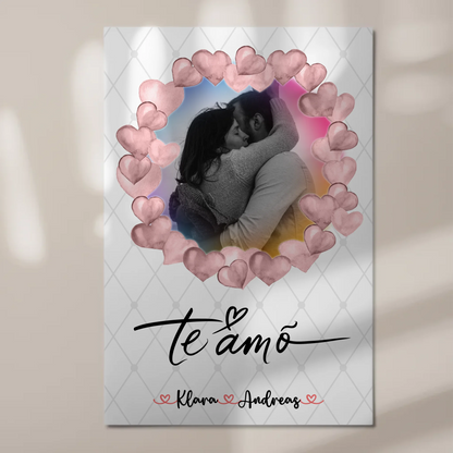 Magnetisches Fotoboard Wandbild Paare Foto & Namen 1 Foto Spruch t amo