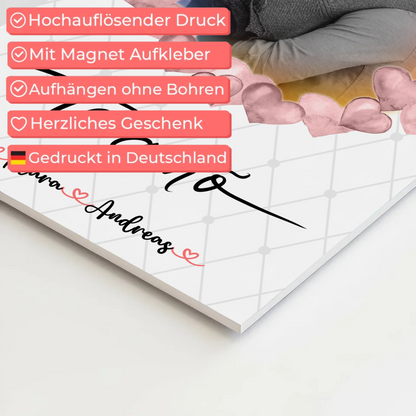 Magnetisches Fotoboard Wandbild Paare Foto & Namen 1 Foto Spruch t amo