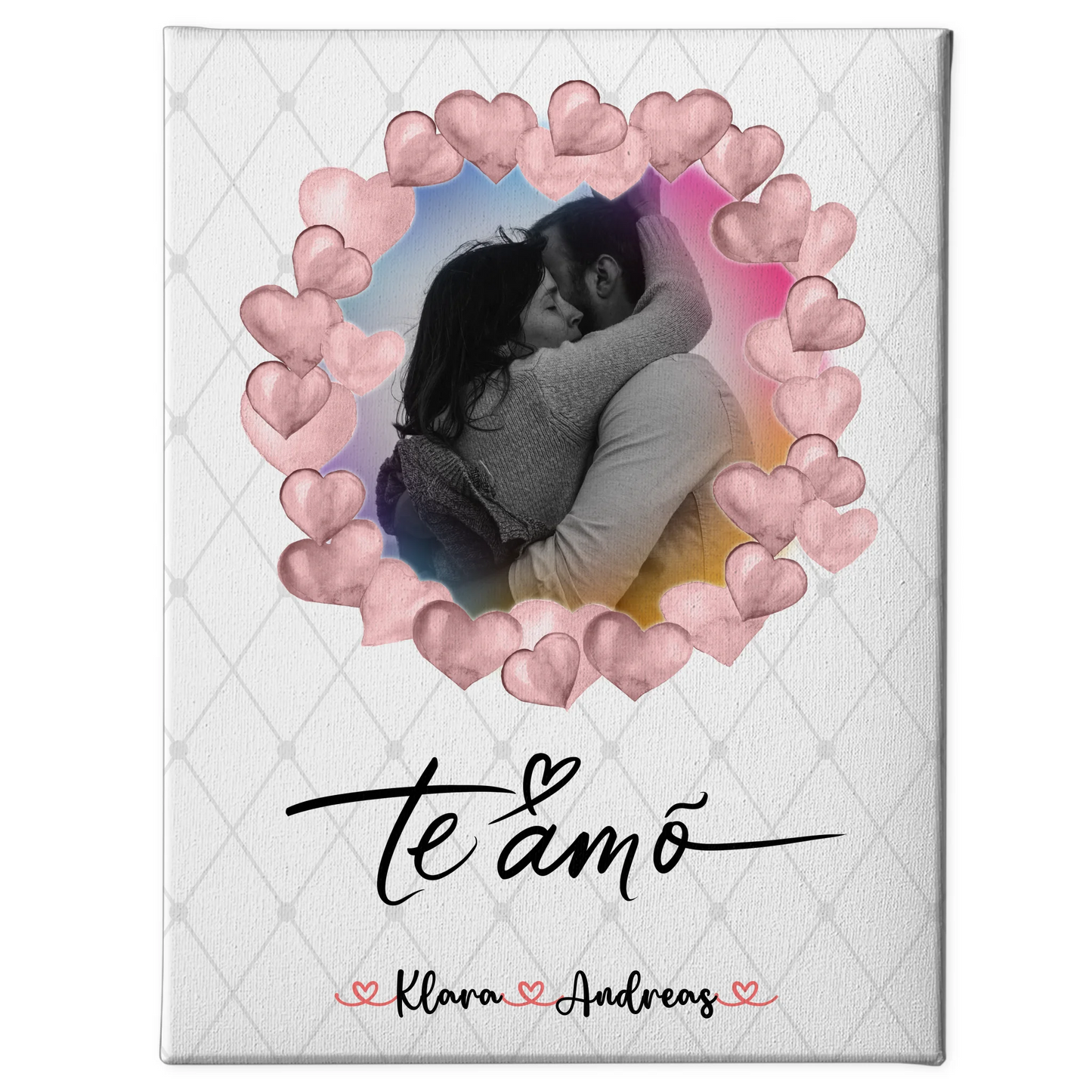 Personalisierte Leinwand Hochzeit mit Foto & Namen Paare Black & White