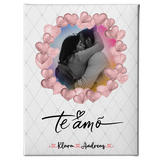 Personalisierte Leinwand Hochzeit mit Foto & Namen Paare Black & White