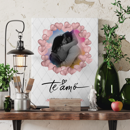 Personalisierte Leinwand Hochzeit mit Foto & Namen Paare Black & White