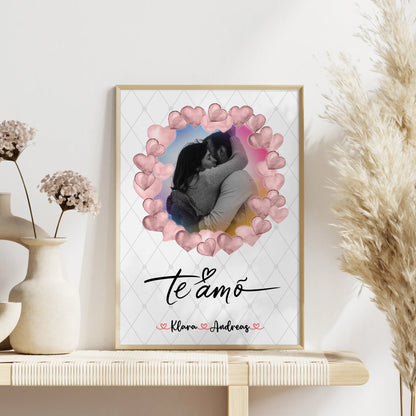 Poster Personalisiert Liebe Paare Foto & Namen Black & White