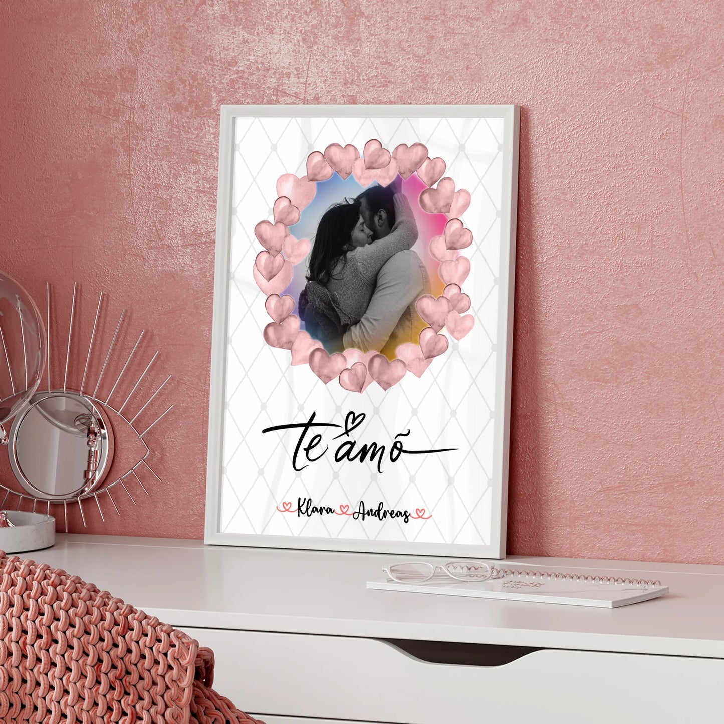 Poster Personalisiert Liebe Paare Foto & Namen Black & White