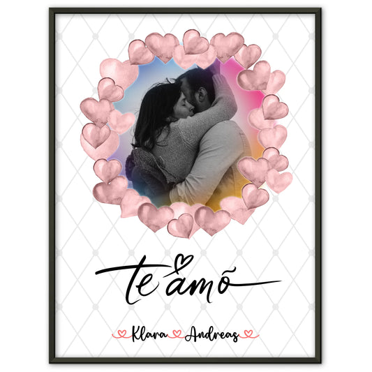Poster Personalisiert Liebe Paare Foto & Namen Black & White