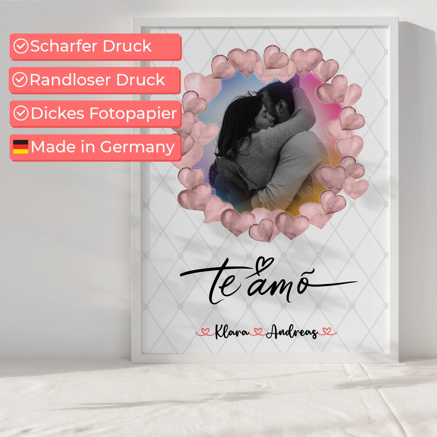 Poster Personalisiert Liebe Paare Foto & Namen Black & White