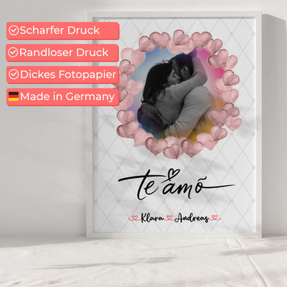 Poster Personalisiert Liebe Paare Foto & Namen Black & White