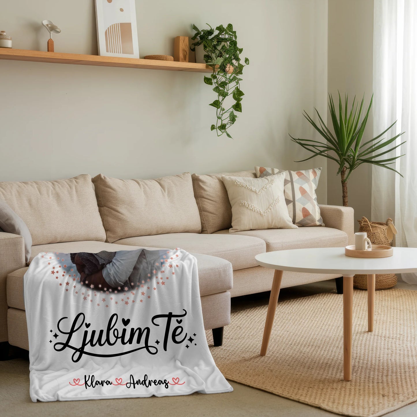 Kuscheldecke Mit Namen Und Motiv für Paare mit Foto Ljubim te, 1 Foto & Wunschtext