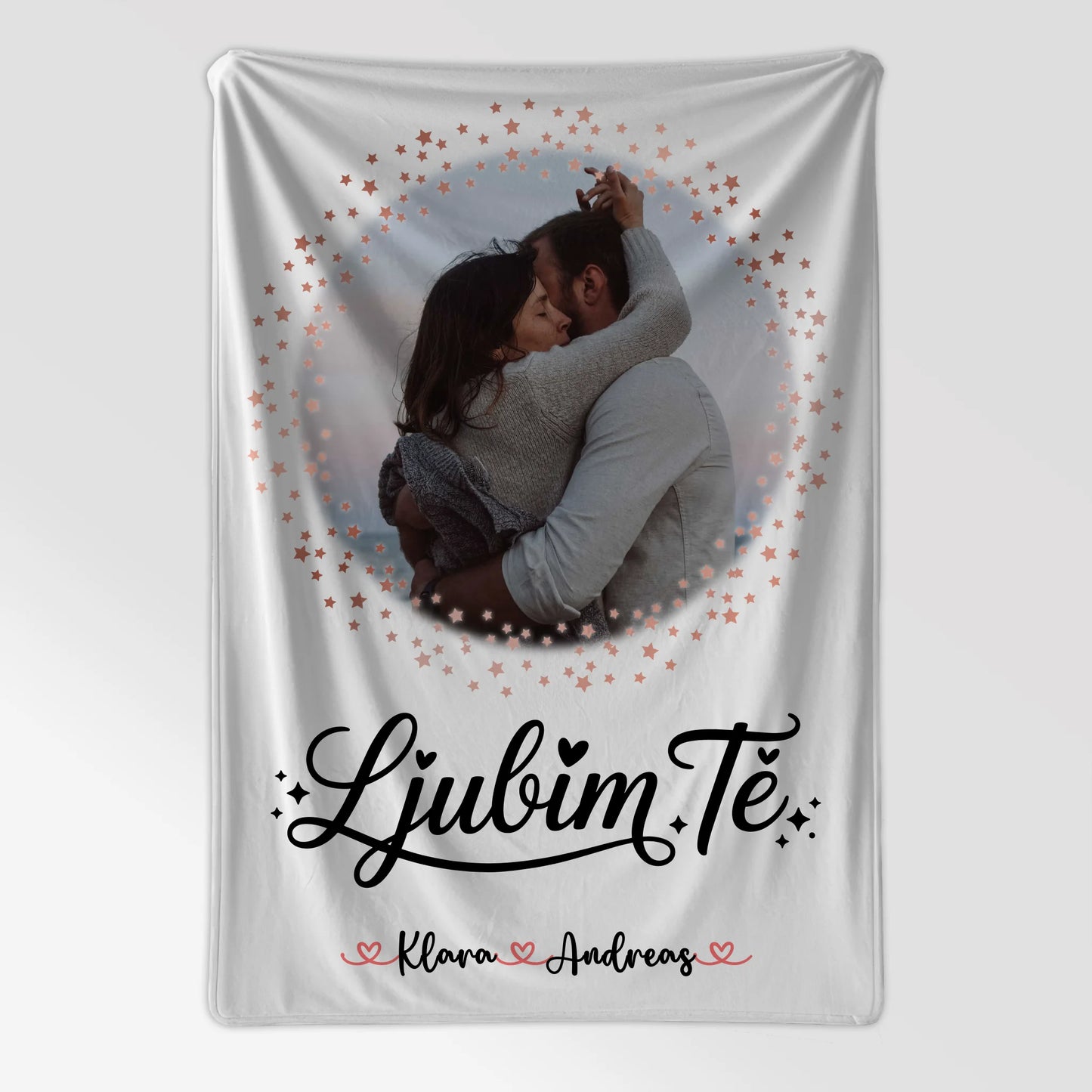 Kuscheldecke Mit Namen Und Motiv für Paare mit Foto Ljubim te, 1 Foto & Wunschtext