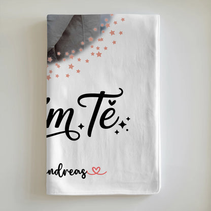 Kuscheldecke Mit Namen Und Motiv für Paare mit Foto Ljubim te, 1 Foto & Wunschtext