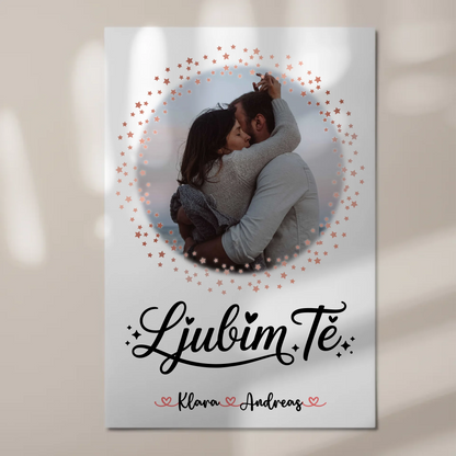 Magnetposter Fotoboard für Paare Ljubim te Mit Foto Namen & Eigener Spruch personalisiert