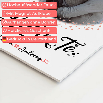 Magnetposter Fotoboard für Paare Ljubim te Mit Foto Namen & Eigener Spruch personalisiert