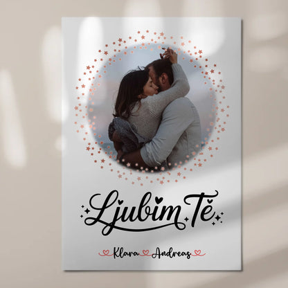 Magnetposter Fotoboard für Paare Ljubim te Mit Foto Namen & Eigener Spruch personalisiert