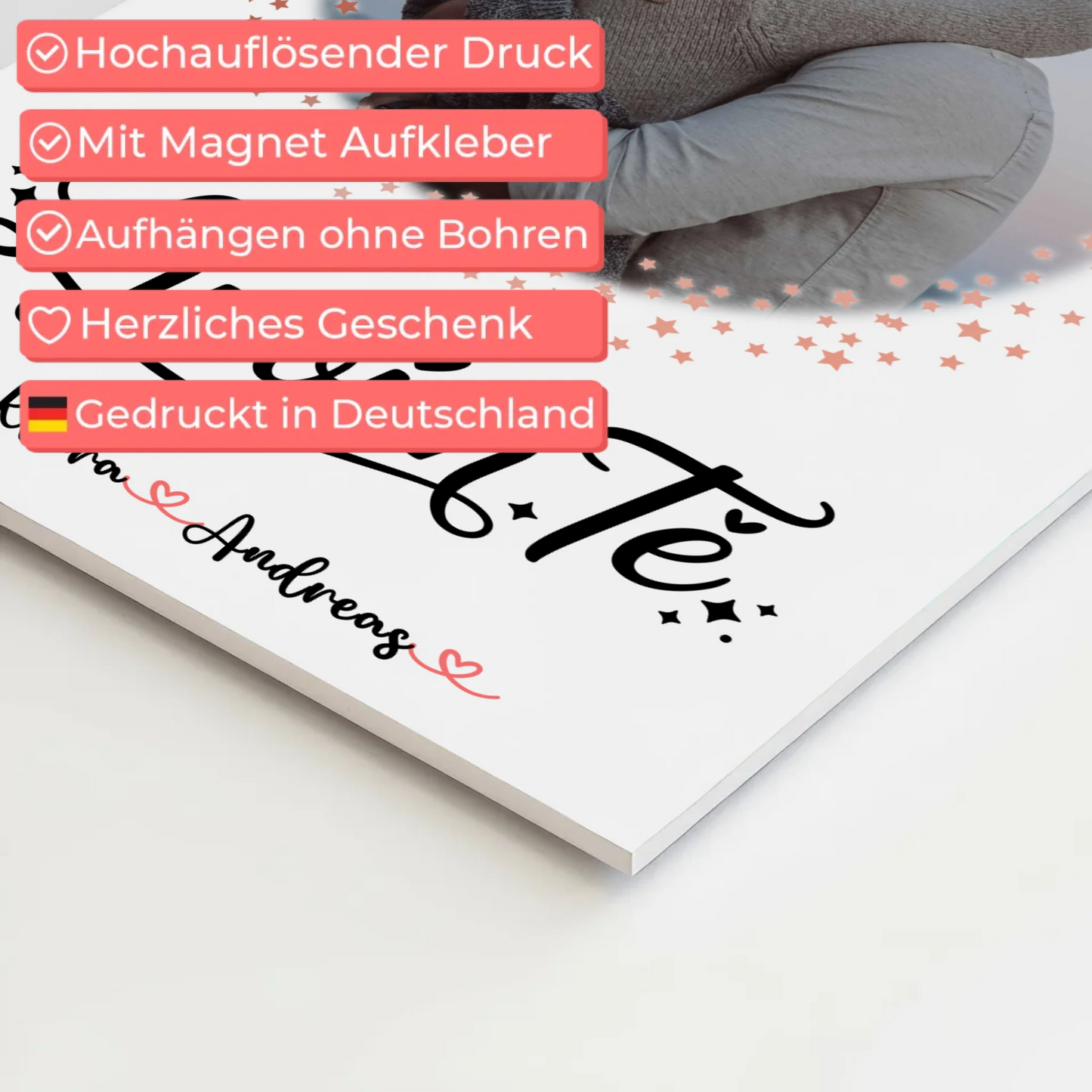 Magnetposter Fotoboard für Paare Ljubim te Mit Foto Namen & Eigener Spruch personalisiert