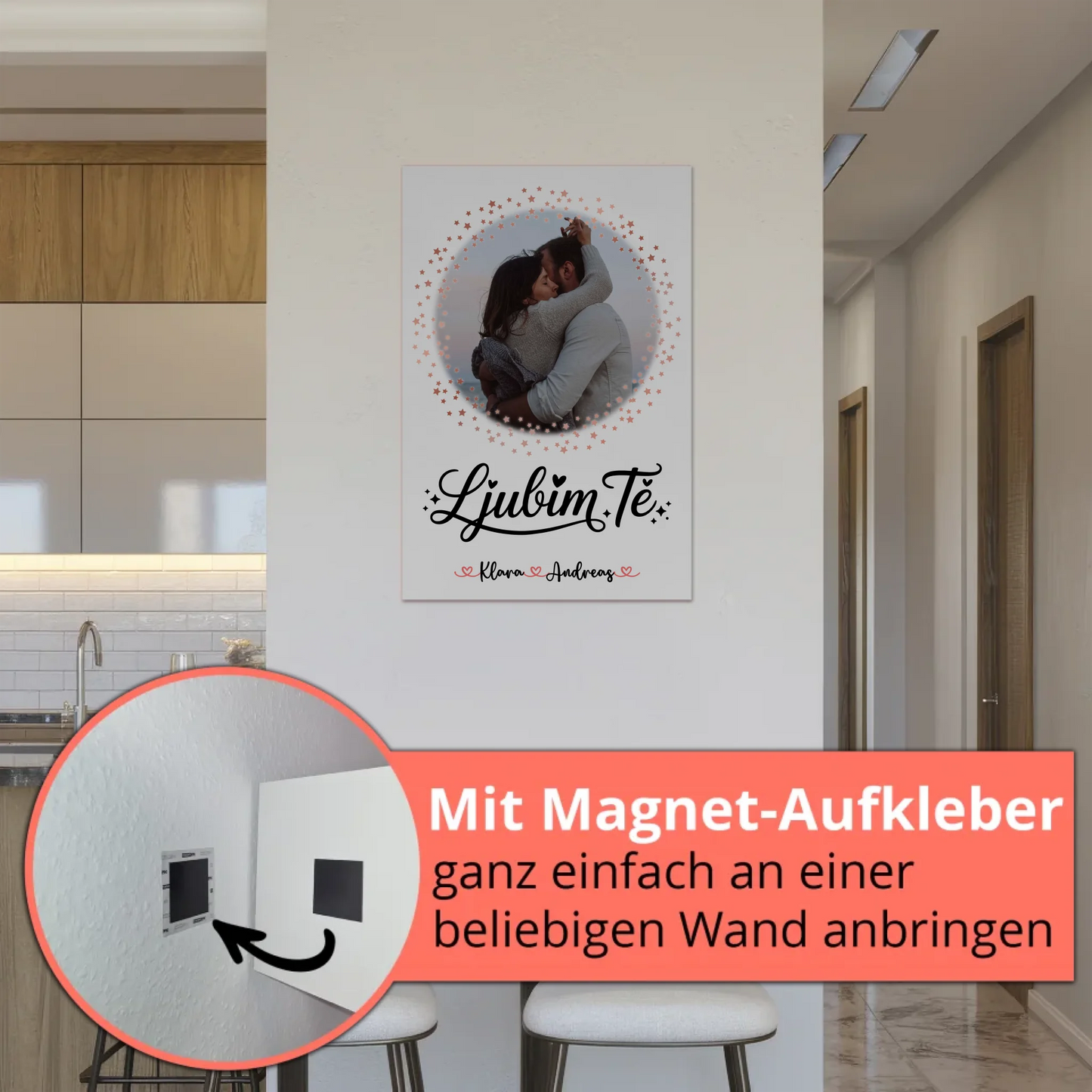 Magnetposter Fotoboard für Paare Ljubim te Mit Foto Namen & Eigener Spruch personalisiert