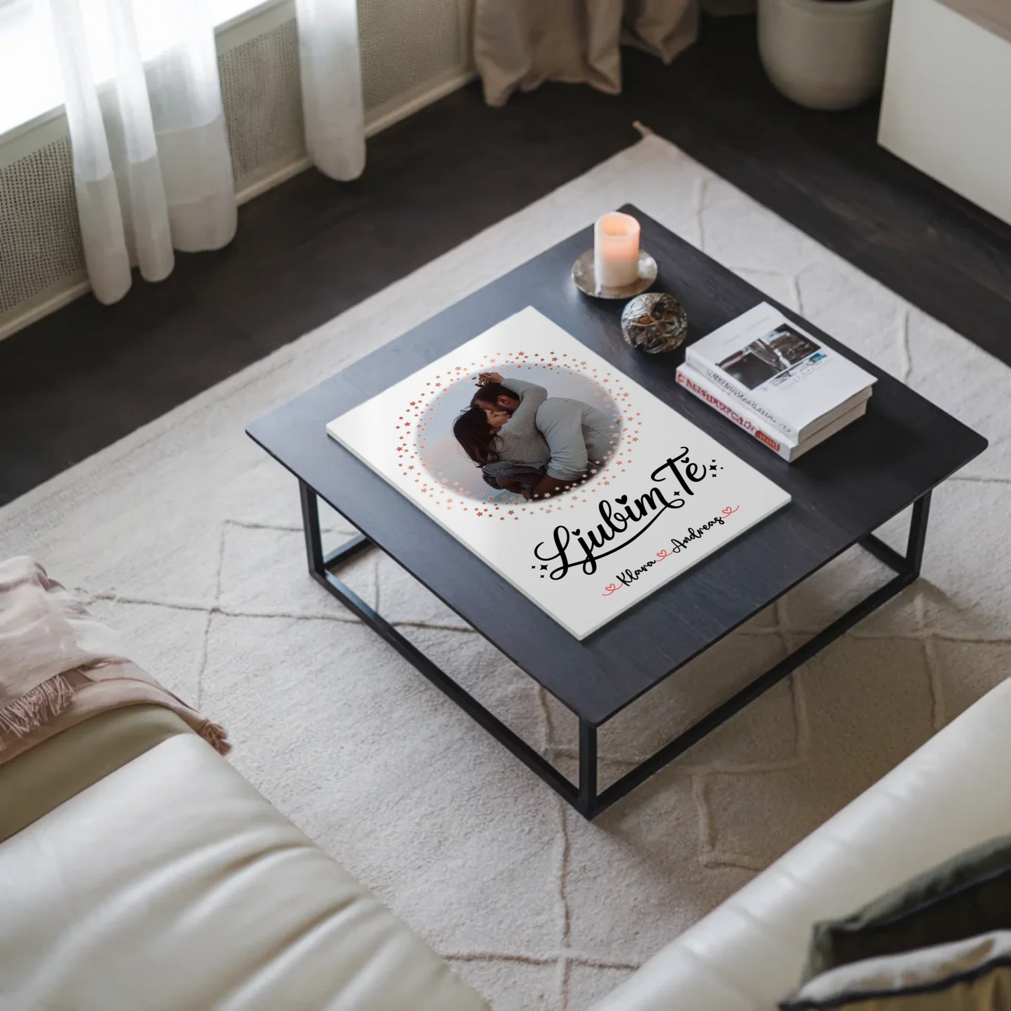 Magnetposter Fotoboard für Paare Ljubim te Mit Foto Namen & Eigener Spruch personalisiert