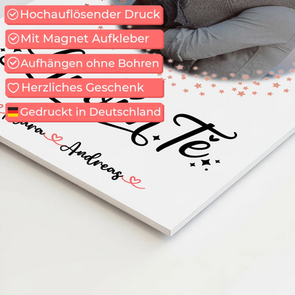 Magnetposter Fotoboard für Paare Ljubim te Mit Foto Namen & Eigener Spruch personalisiert