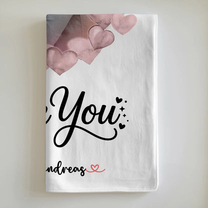 Personalisierte Kuscheldecke Mit Namen I Love You Paare 1 Foto, Hintergrund & Wunschtext