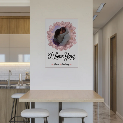 Fotoboard Poster Magnetisch personalisiert mit Foto, Namen & Wunschtext I Love You Paare
