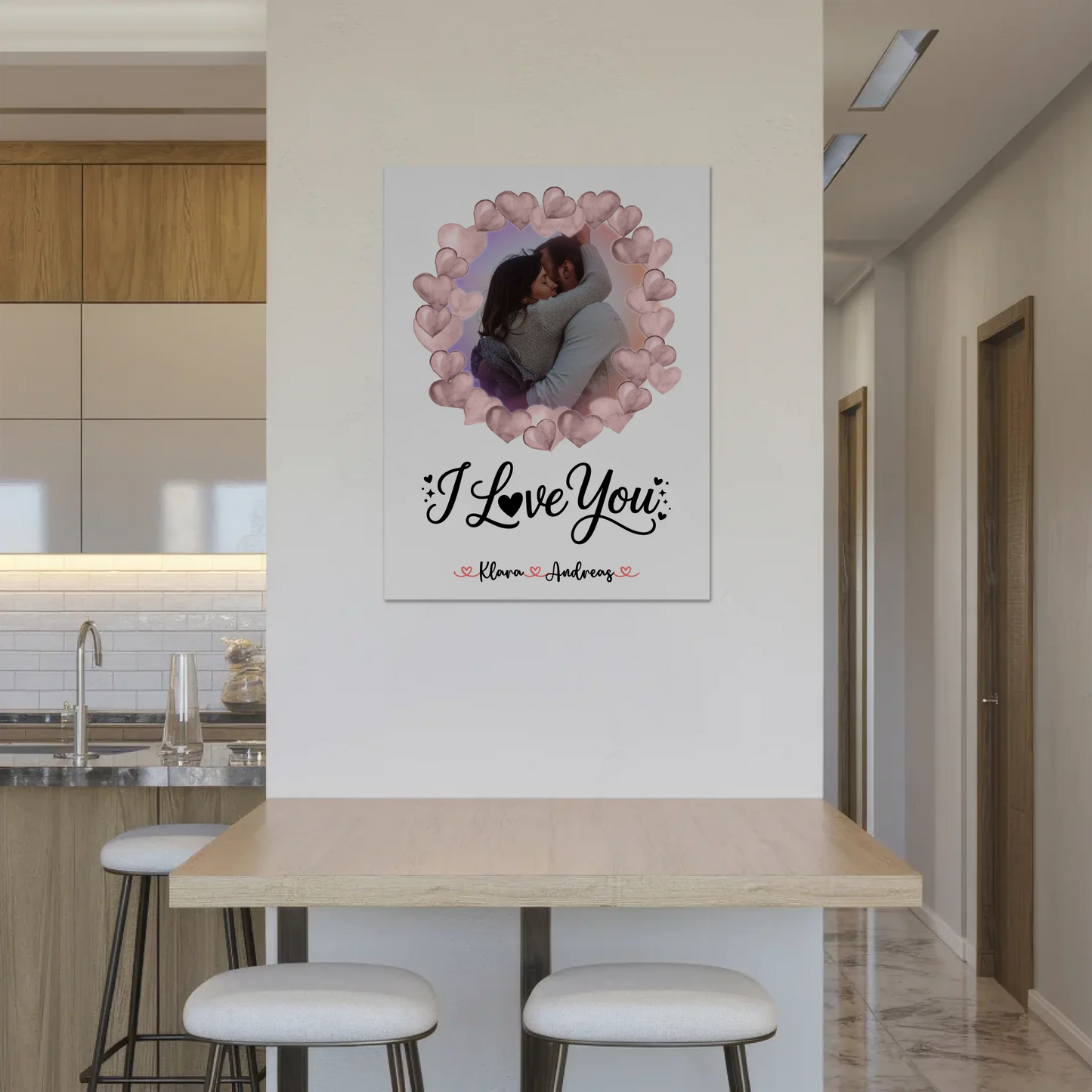 Fotoboard Poster Magnetisch personalisiert mit Foto, Namen & Wunschtext I Love You Paare