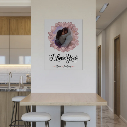 Fotoboard Poster Magnetisch personalisiert mit Foto, Namen & Wunschtext I Love You Paare