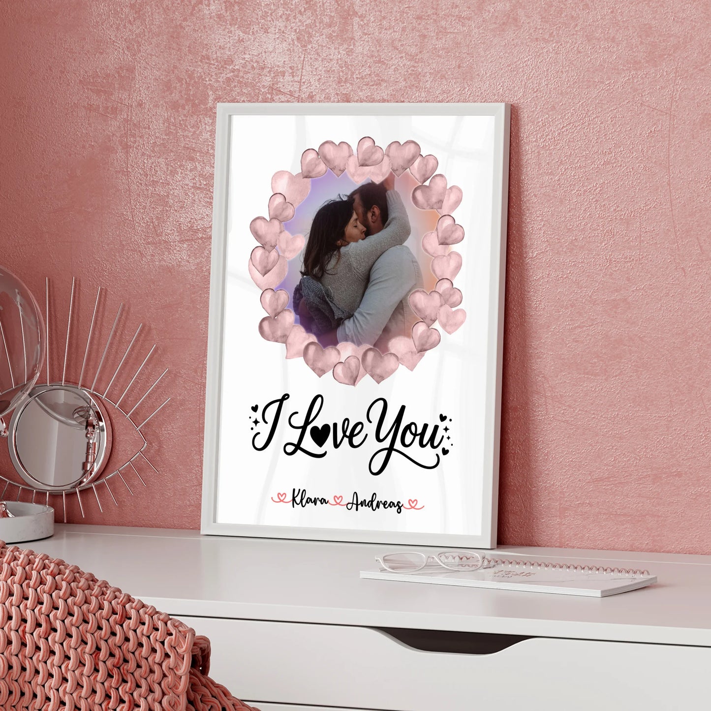 Liebes Poster personalisiert mit Foto und Namen I Love You für Paare mit Wunschtext
