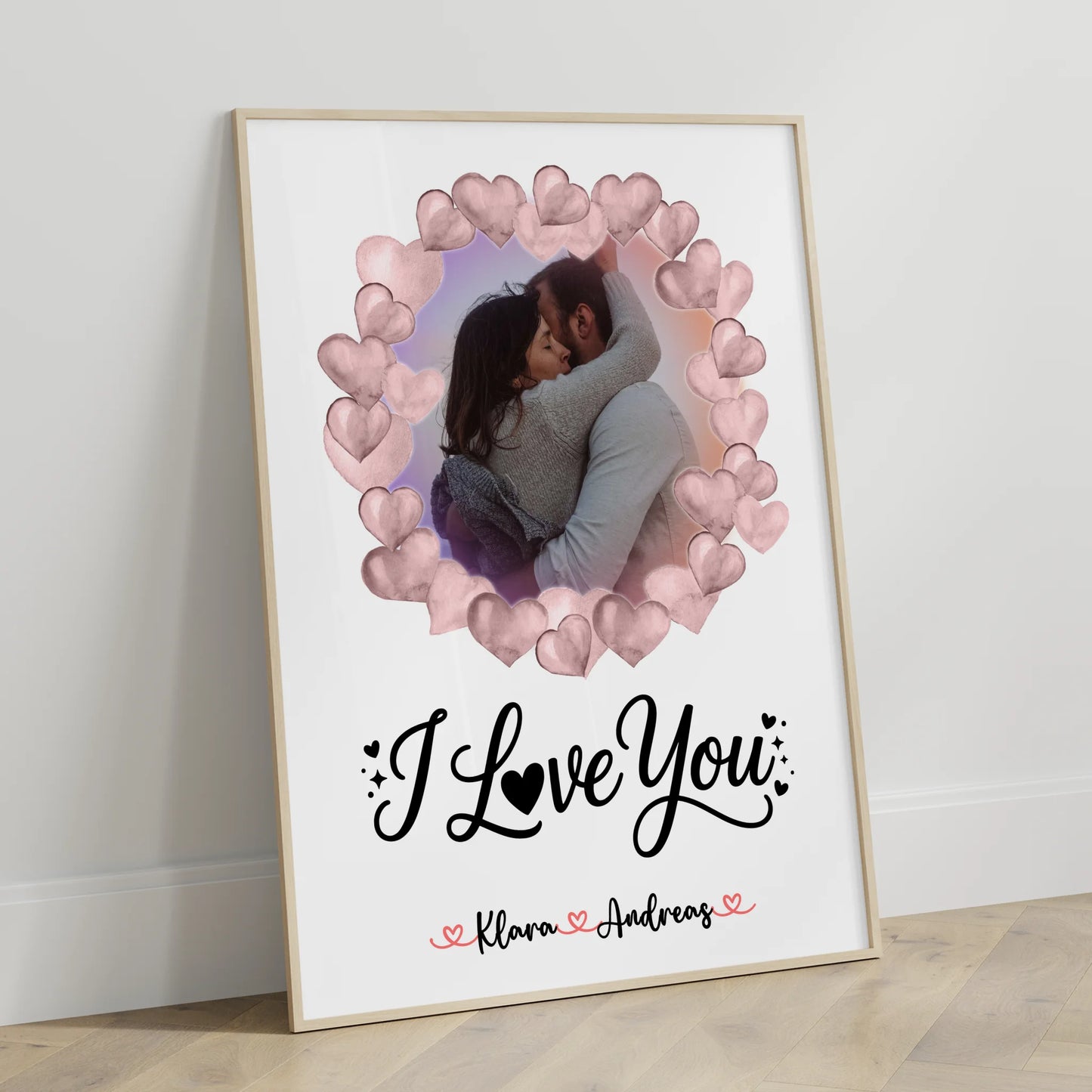 Liebes Poster personalisiert mit Foto und Namen I Love You für Paare mit Wunschtext