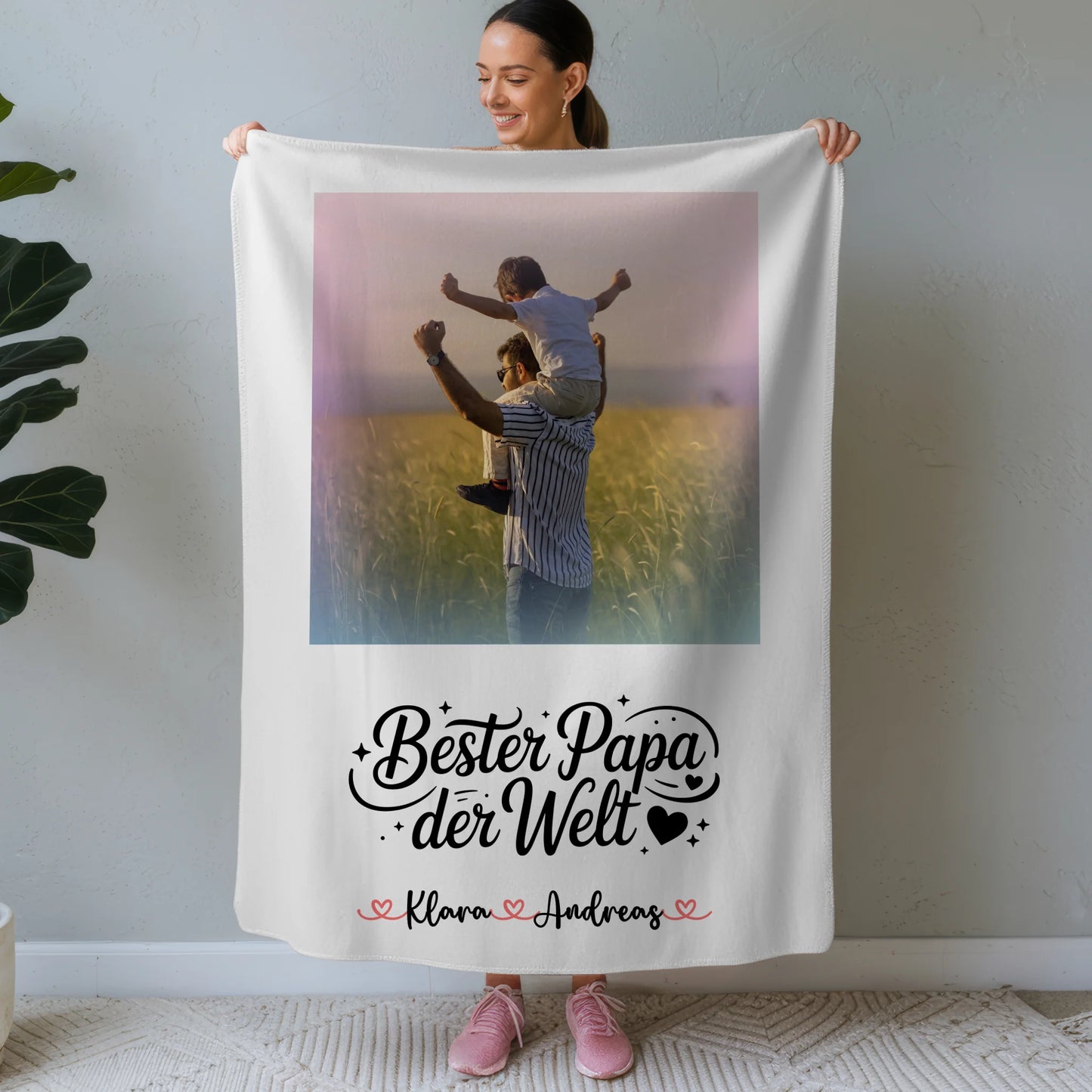 Personalisierte Kuscheldecke Mit Namen Papa Mit Foto & Wunschtext