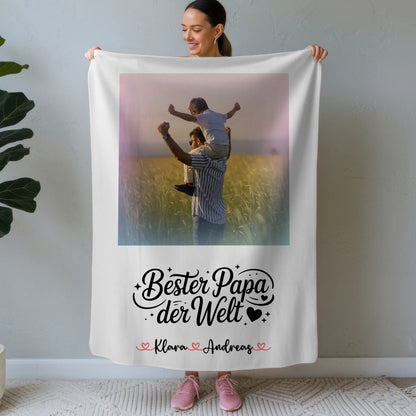 Personalisierte Kuscheldecke Mit Namen Papa Mit Foto & Wunschtext
