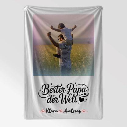 Personalisierte Kuscheldecke Mit Namen Papa Mit Foto & Wunschtext