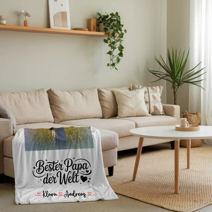 Personalisierte Kuscheldecke Mit Namen Papa Mit Foto & Wunschtext